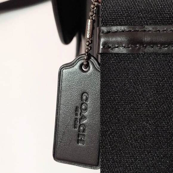 New with Defects COACH Heritage Map Smooth Leather Crossbody Messenger Bag Black - Picture 7 of 16